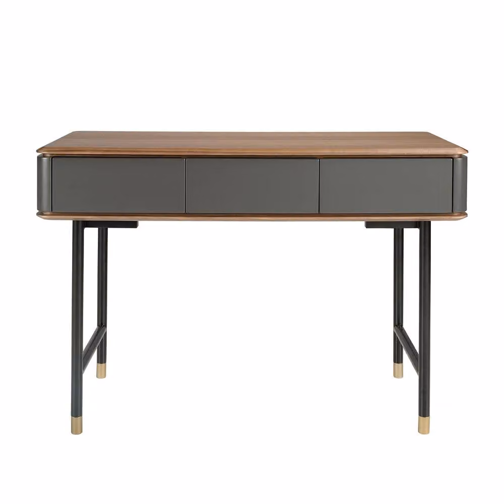 Angel Cerda Rectangular Console Table with Walnut Veneer Top in Dark Grey, W/D/H: 120 x 50 x 80 cm – 2