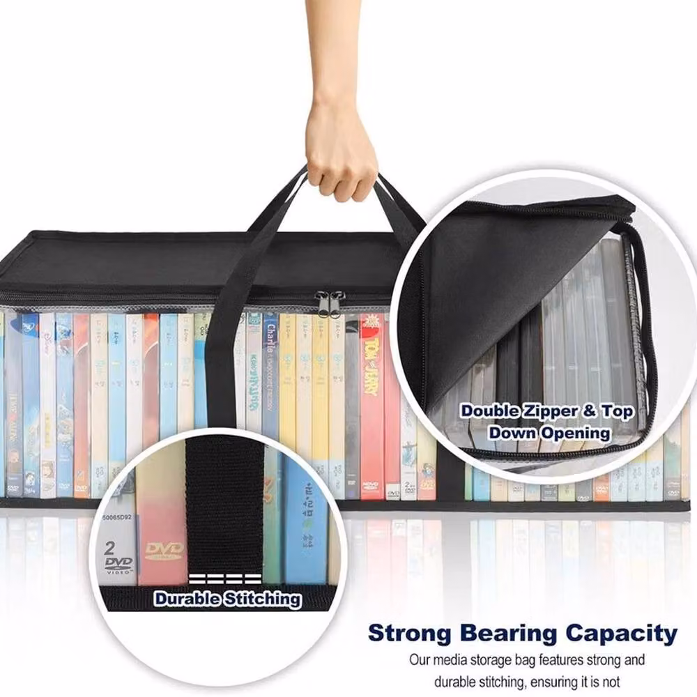 SPETLEK 2X Large Clear DVD and CD Storage Organiser in Black – 3