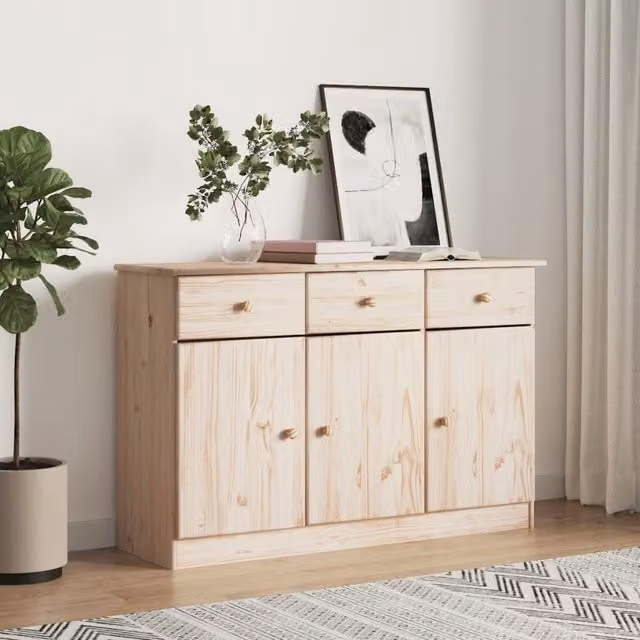 Berkfield Home ALTA Rustic Solid Wood Pine Sideboard, Brown, W/D/H: 112 x 35 x 73 cm – 1
