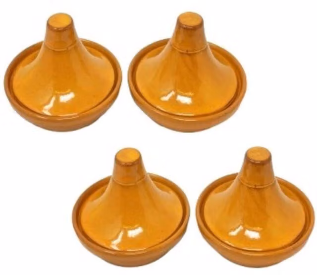 Verano Spanish Ceramics Selena Hand Dipped Glaze Mini Tagine Dip Bowl Set in Orange