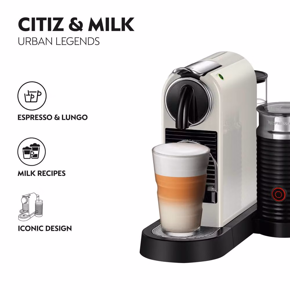 Nespresso Citiz Pod Coffee Machine with Aeroccino Milk Frother in White – 2