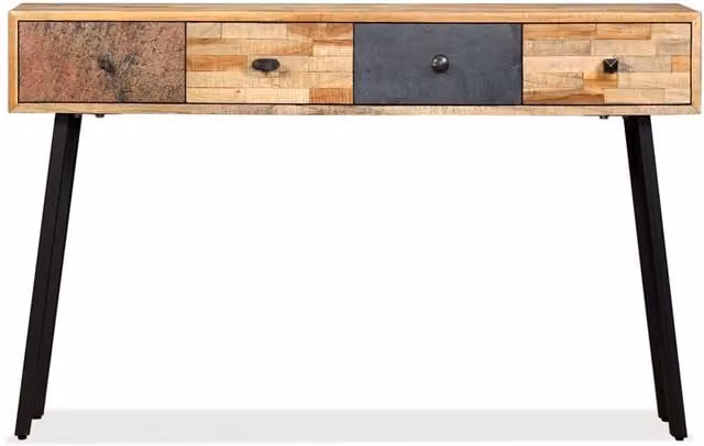 Berkfield Home Beautiful Console Table in Solid Reclaimed Teak, Brown and Multicolour, W/D/H: 120 x 30 x 76 cm