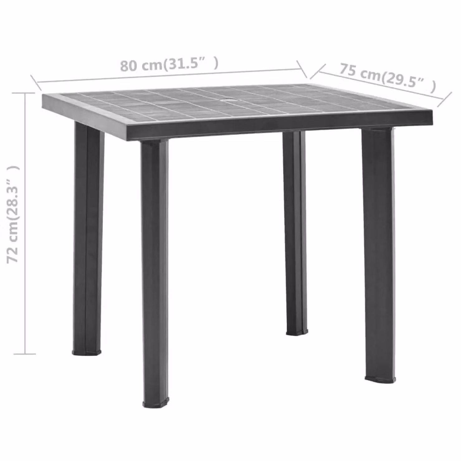 EONLION Large Black Square Plastic Garden Table for Patio and Terrace, W/D/H: 75 x 75 x 72 cm – 2