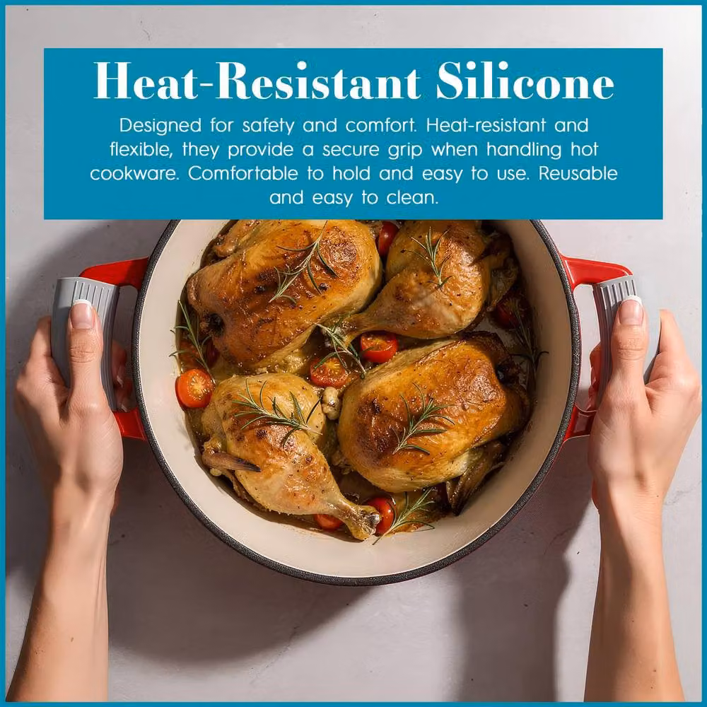 Argon Tableware Heat Resistant Silicone Pot Handle Covers, Grey, Pack of 2 – 3