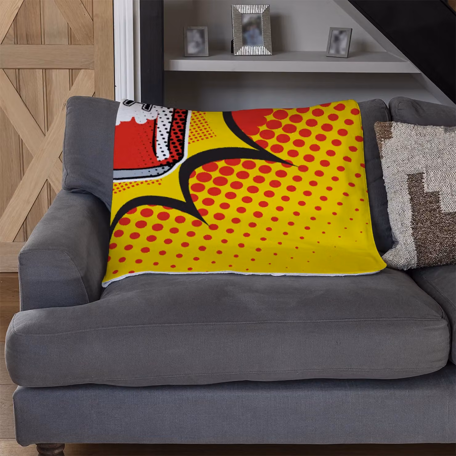 Benjamin Tate Design Retro Style Fleece Blanket in Yellow and Beige, W/D/H: 120 x 150 cm – 3