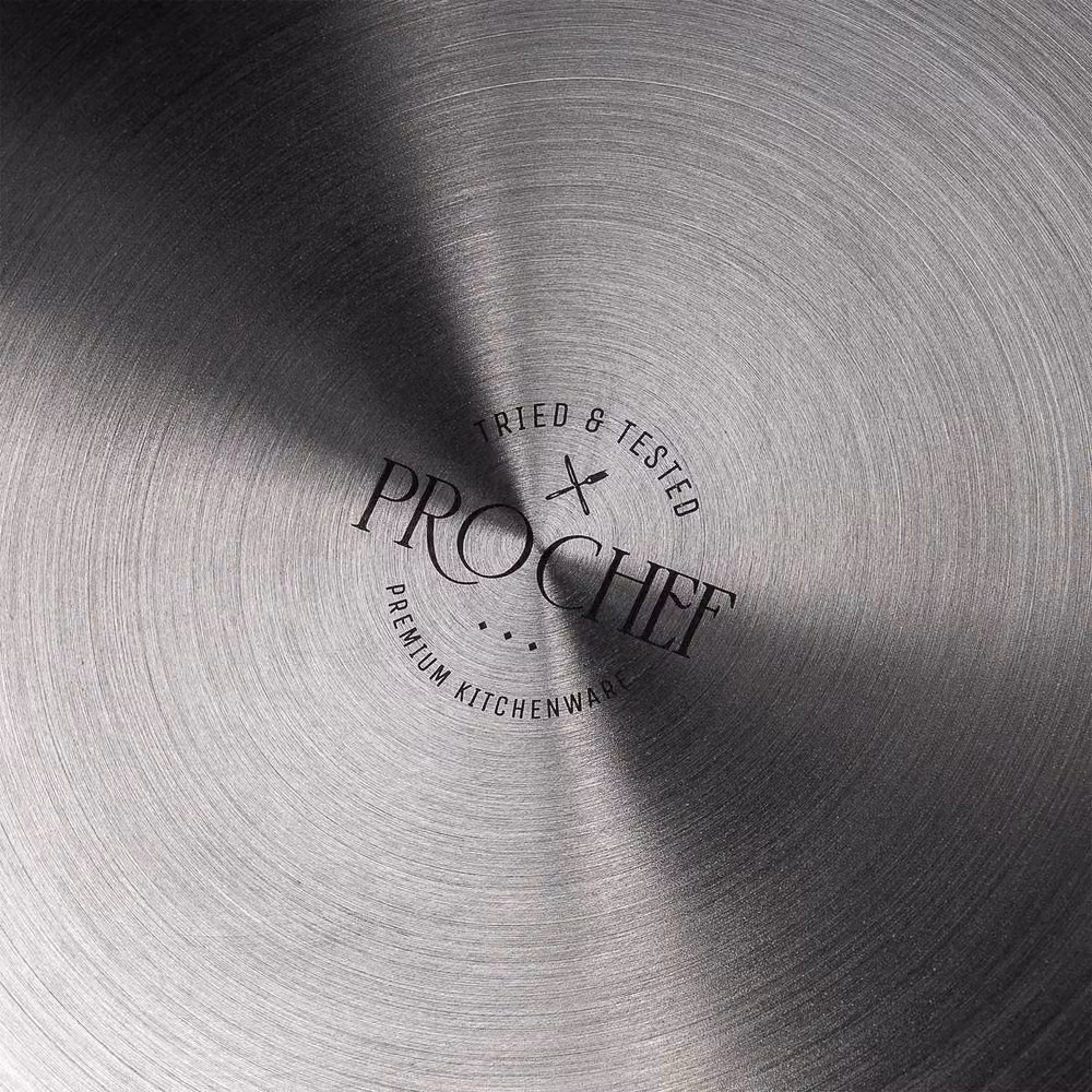 Prochef Stainless Steel Saute Pan with Glass Lid, Silver, Diameter: 26 cm, Height: 7.4 cm – 6