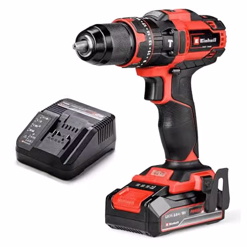 Einhell Power X-Change 18V Cordless Impact Drill Driver Kit with Battery and Charger, 44Nm, Red and Black – 1