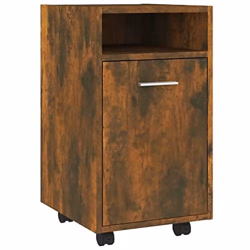 vidaXL Freestanding Side Cabinet with Castors, Brown, W/D/H: 33 x 38 x 60 cm – 1