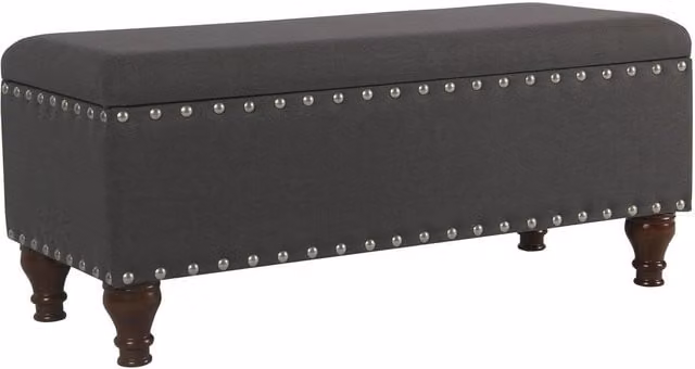 Livinluxury Chelsea Storage Ottoman Bench in Grey Fabric