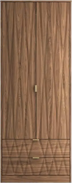 Ready Assembled 2 U Dallas 2 Door 2 Drawer Wardrobe in Walnut