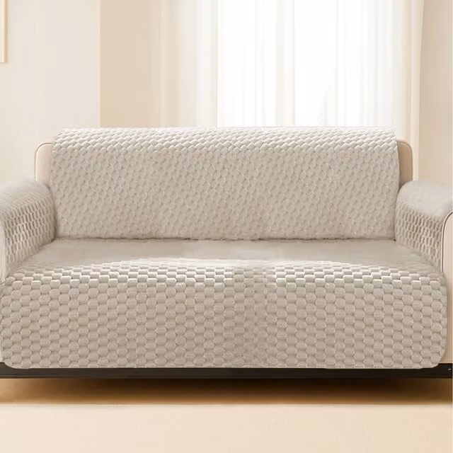 Home Republic Luxury Chunky Popcorn Thermal Sofa Protector in Beige, Width: 116 cm