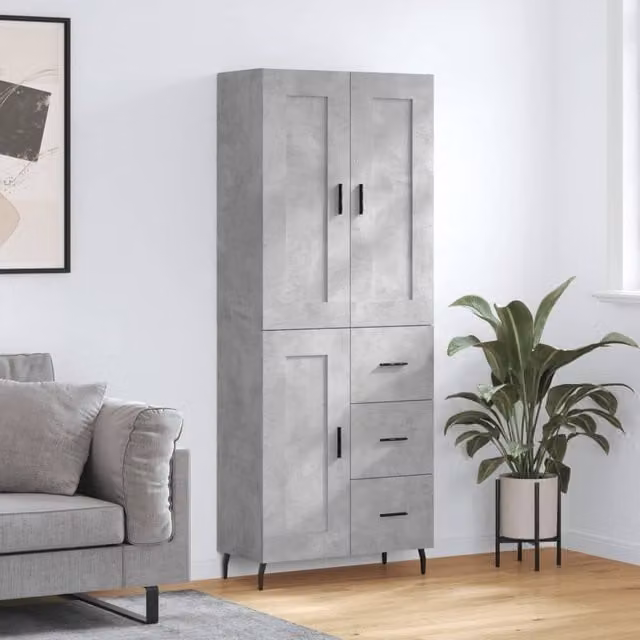 Berkfield Home Modern Highboard in Concrete Grey, W/D/H: 69.5 x 34 x 180 cm – 1