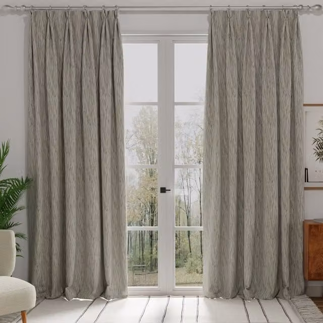 Terrys Linear Made to Measure Striped Blackout Fabric Panel Curtain in Silver