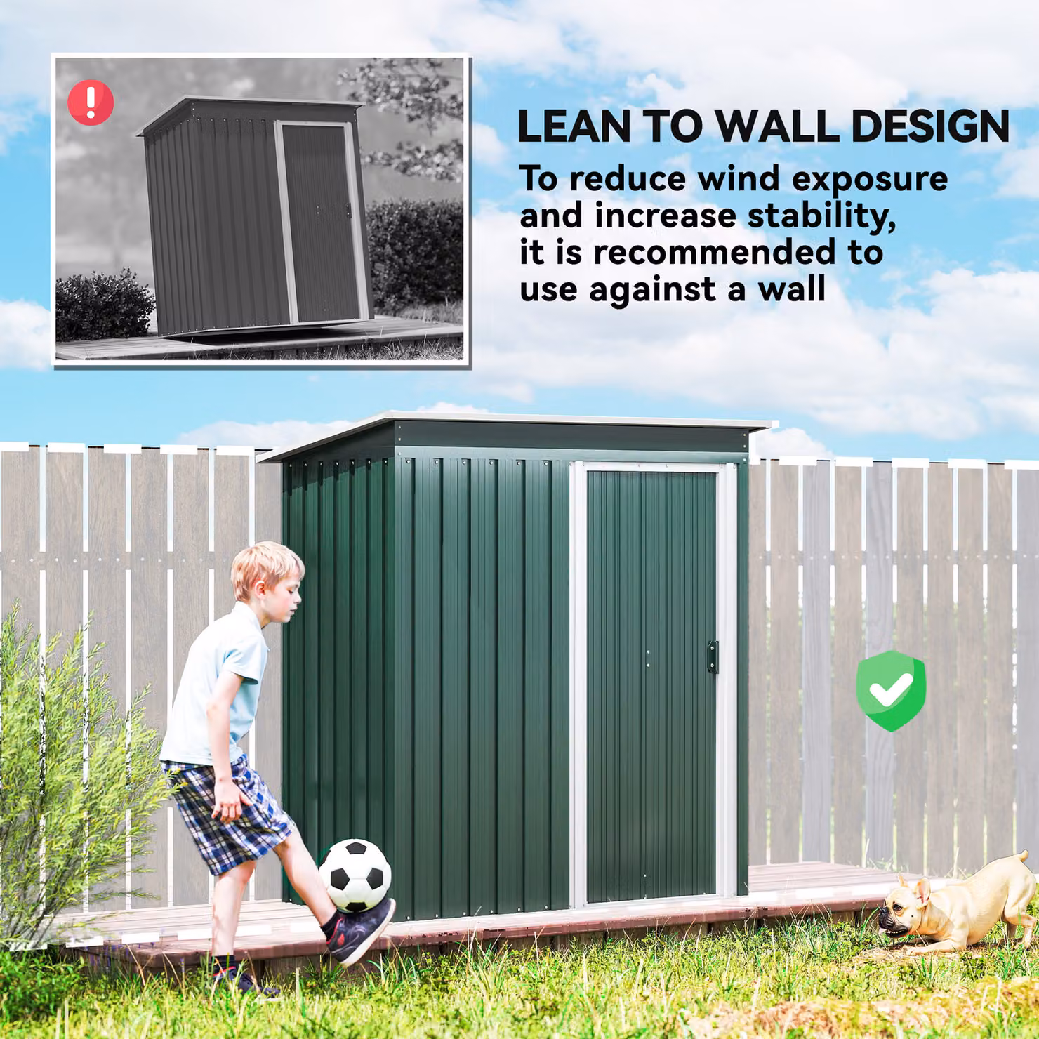 Outsunny Green Metal Garden Storage Shed with Sliding Door and Sloped Roof, W/D/H: 152.4 x 91.44 x 182.0 cm – 6