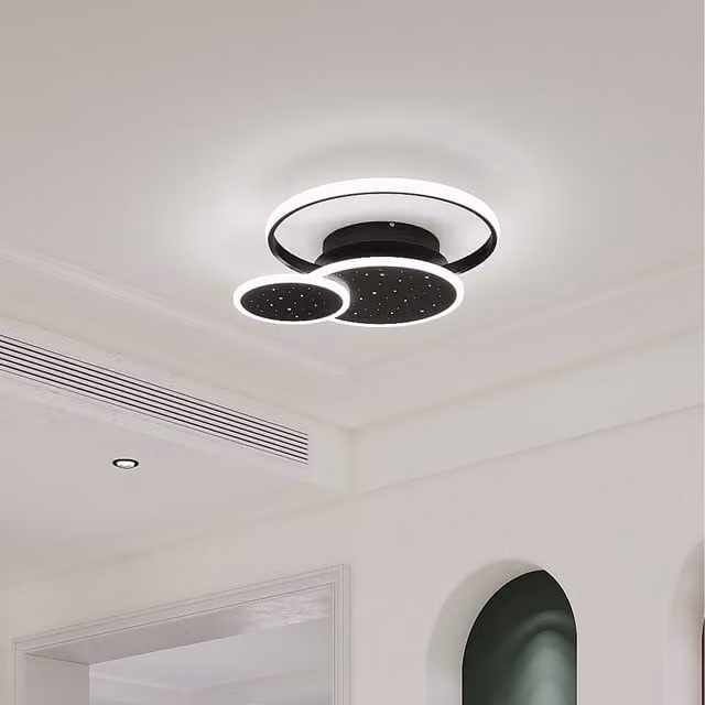 Komore Modern Geometric Multi-Ring LED Ceiling Light in Black