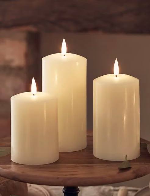 Lights4fun TruGlow Rechargeable White Pillar LED Wax Candle with Flicker Effect