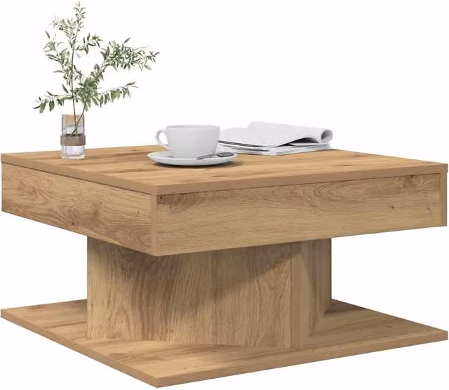 Berkfield Home Artisan Oak Coffee Table in Brown, W/D/H: 55 x 55 x 30 cm