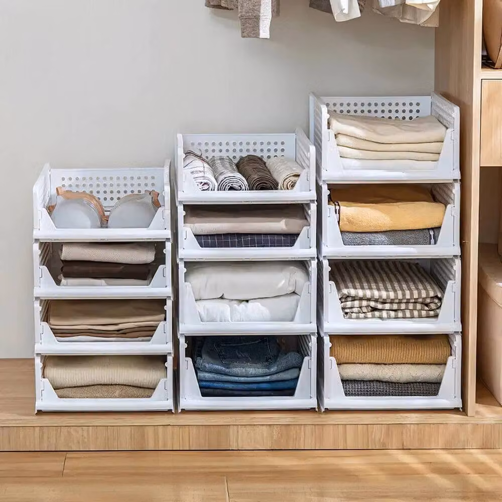 KORVIXA 4-Drawer Folding Stackable Wardrobe Drawer Insert in White, W: 90 cm – 3