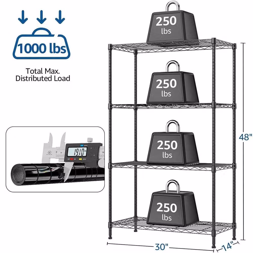 KORVIXA 5 Tier Heavy Duty Adjustable Metal Garage Shelving Unit in Black – 2