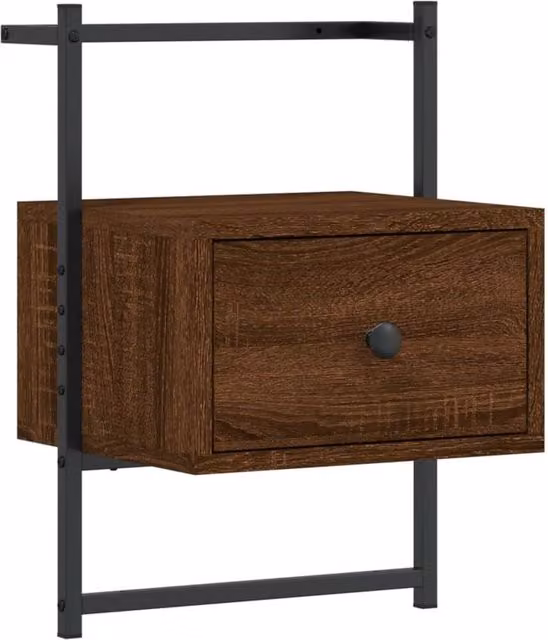 Berkfield Home Wall-mounted Bedside Cabinet in Brown Oak, W/D/H: 35 x 30 x 51 cm – 1