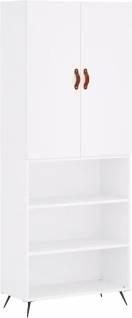 Berkfield Home Modern White Matt Highboard W/D/H: 69.5 x 34 x 180 cm