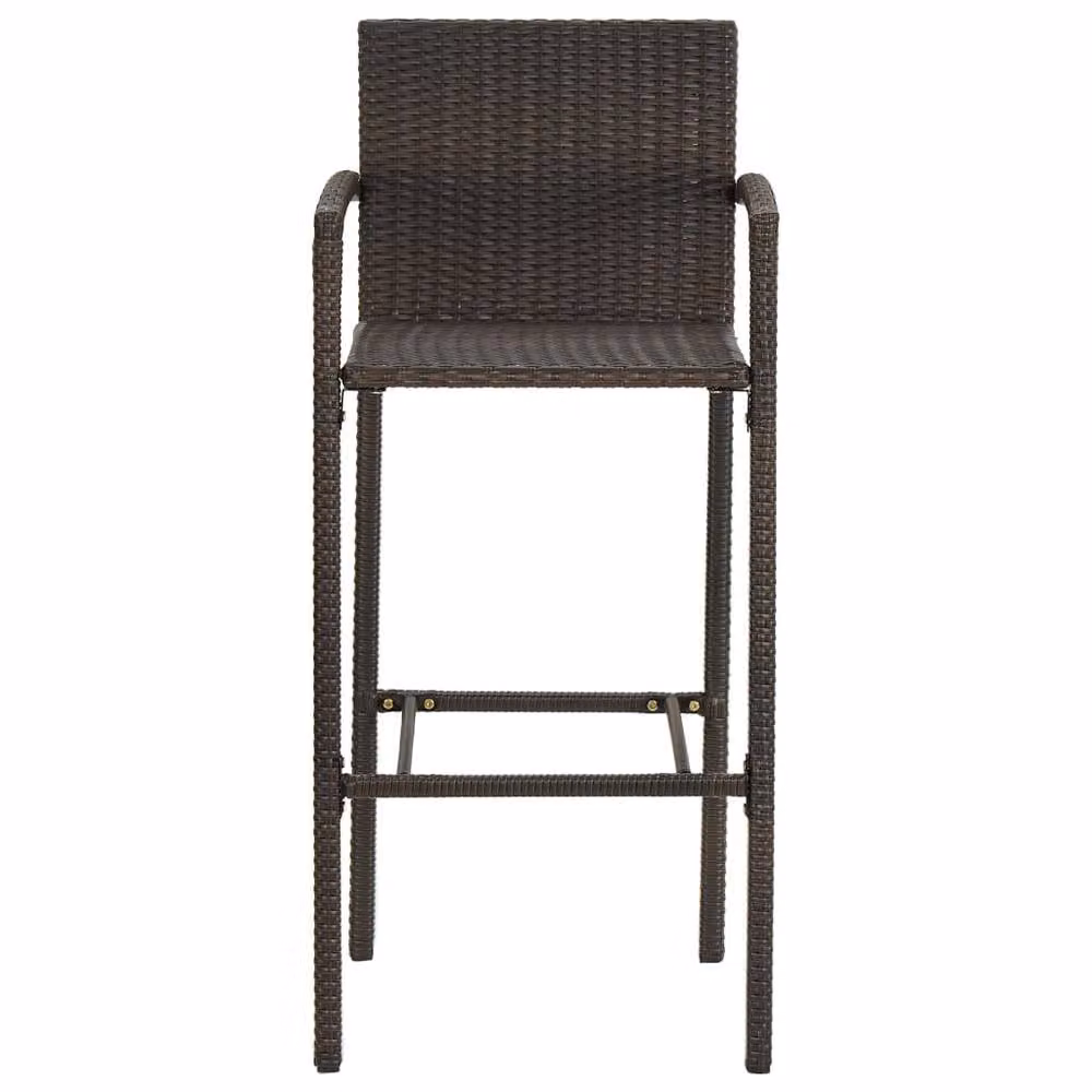 Berkfield Home 5 Piece Brown Poly Rattan Outdoor Bar Set with Armrests – 3