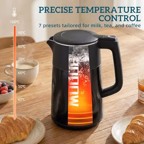 HOMCOM 1.7L Fast Boil 2500W Electric Kettle in Black with Stainless Steel and Keep Warm Function – 5