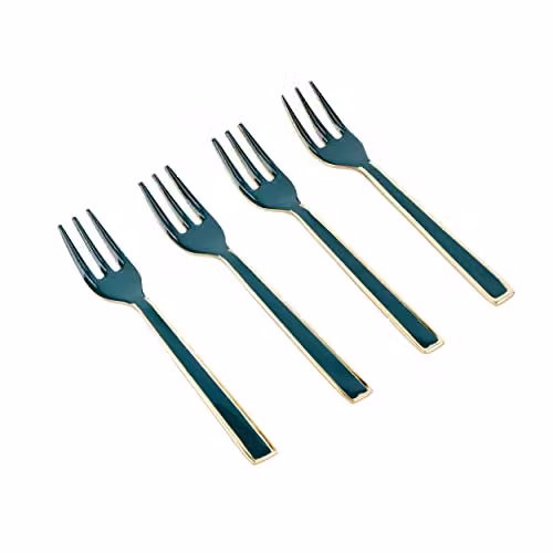 Artesa 4-Piece Gold or Green Coated Stainless Steel Mini Serving Fork Set