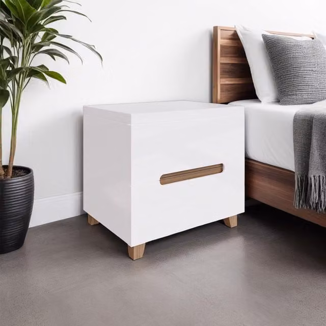 FWStyle Gloss White Chest of Drawers with Deep Drawers, Width: 45 cm
