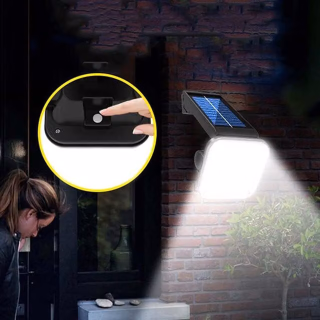 mysmartbuy Solar Powered Outdoor Motion Sensor Floodlight in Black with Adjustable Bracket and 120 Lumen Output – 1