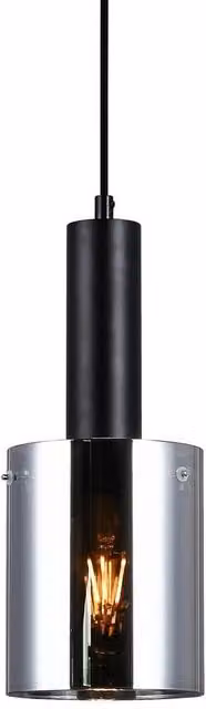 Netlighting Sardo Modern Hanging Pendant Light in Black with Smoky Grey Glass Shade and E27 Socket – 3