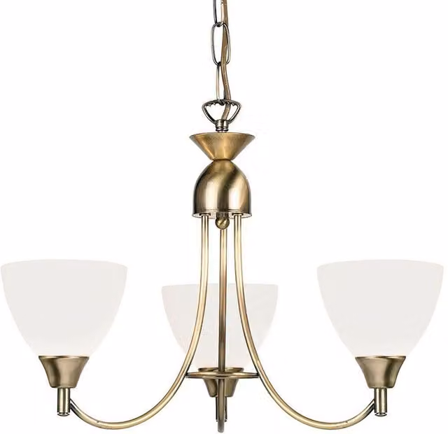 Loops 3-Light Hanging Ceiling Pendant Light in Antique Brass and Glass – 1