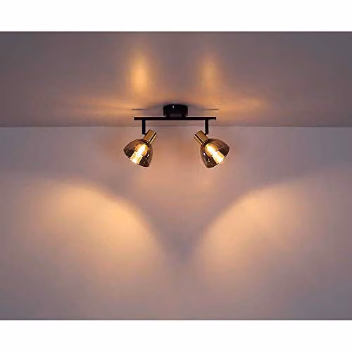 Globo Lighting Rail Track Spotlight in Black and Brass with Smoke Glass, 30 cm – 2