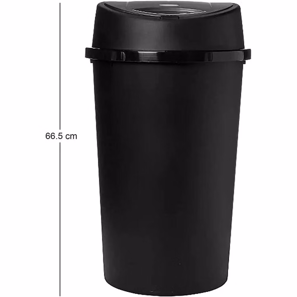 TONTARELLI 50L Black Touch Top Plastic Rubbish Bin, W: 39.0 cm, D: 39.0 cm, H: 66.5 cm – 2