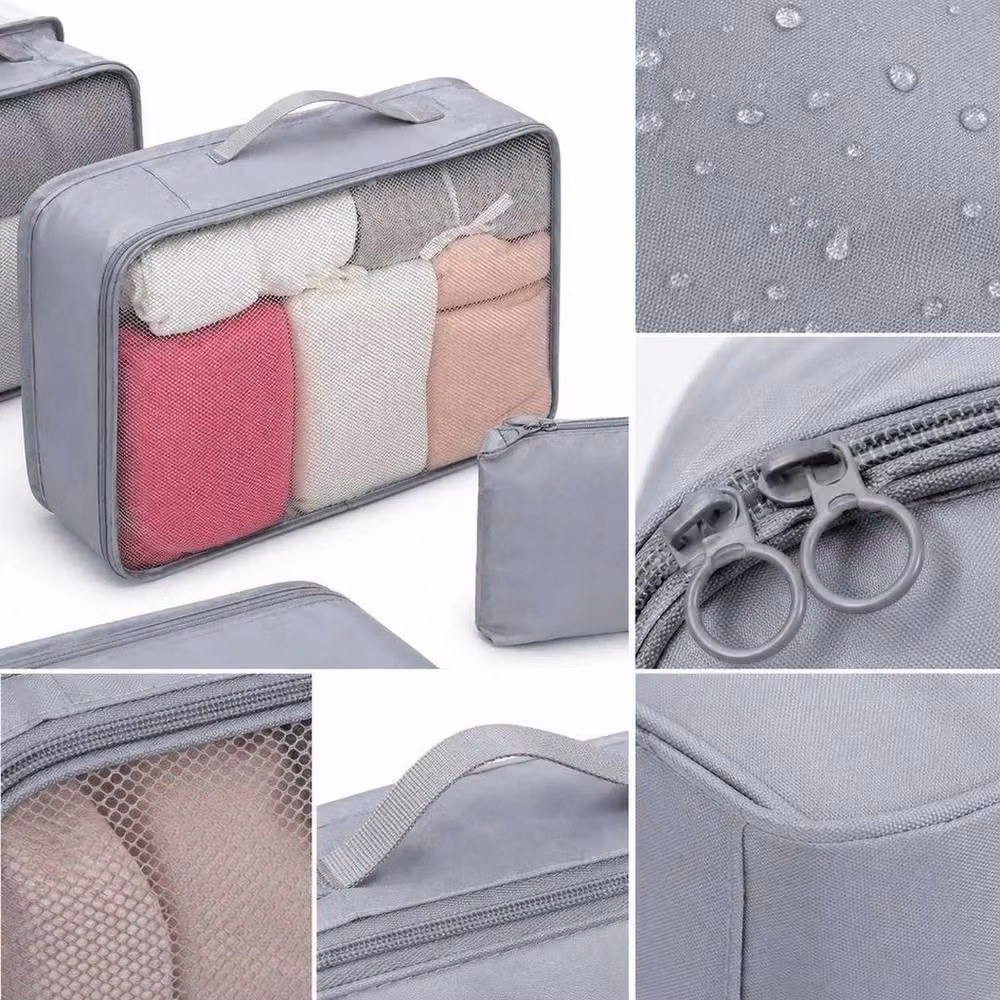 FLAVORA 7-Piece Luggage Compression Packing Cube Storage Bag Set in Grey – 4