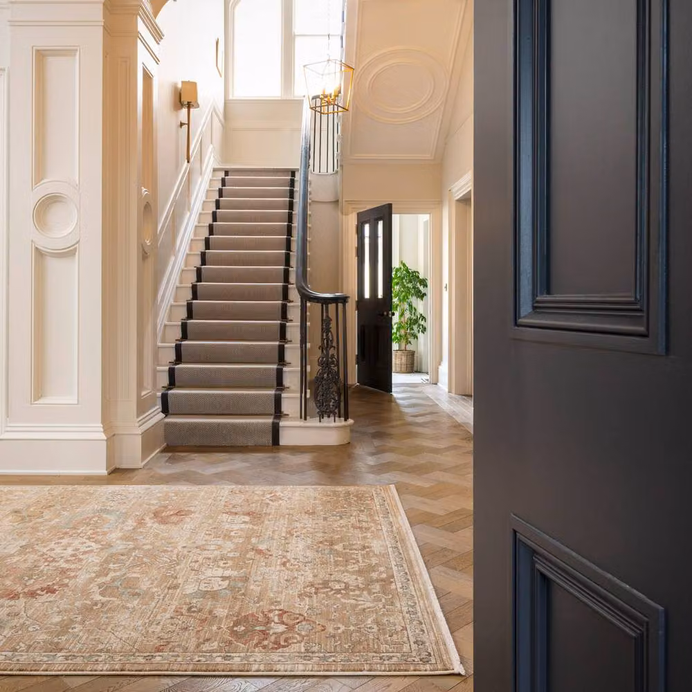 Kukoon Beige Traditional Floral Soft Pile Living Room Area Rug, W/D/H: 60 x 240 cm – 2