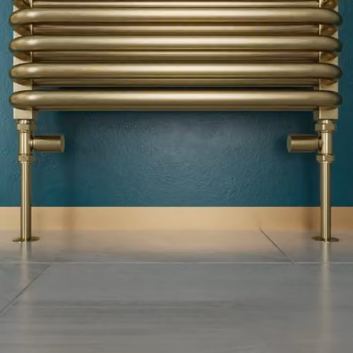 UK Radiators Round Manual Straight Radiator Valves in Brushed Brass, Pair – 3