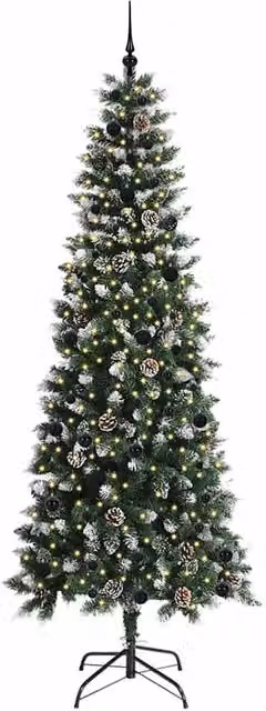 Berkfield Home Elegant Artificial Christmas Tree with 300 LEDs, Green, W/D/H: 96 x 96 x 240 cm