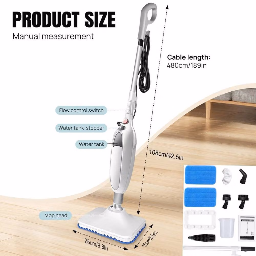 Kelvenix 4000W Upright Handheld Steam Mop Cleaner in White – 2