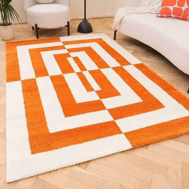 THE RUGS Joli Geometric Soft and Dense Pile Rug in Orange, W: 160 cm, L: 230 cm – 1