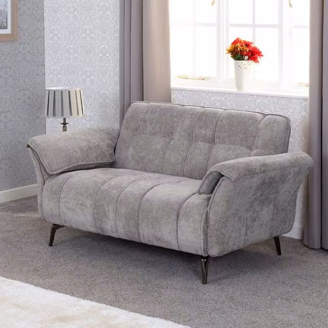 Seconique Amalfi 2 Seater Upholstered Fabric Sofa in Grey