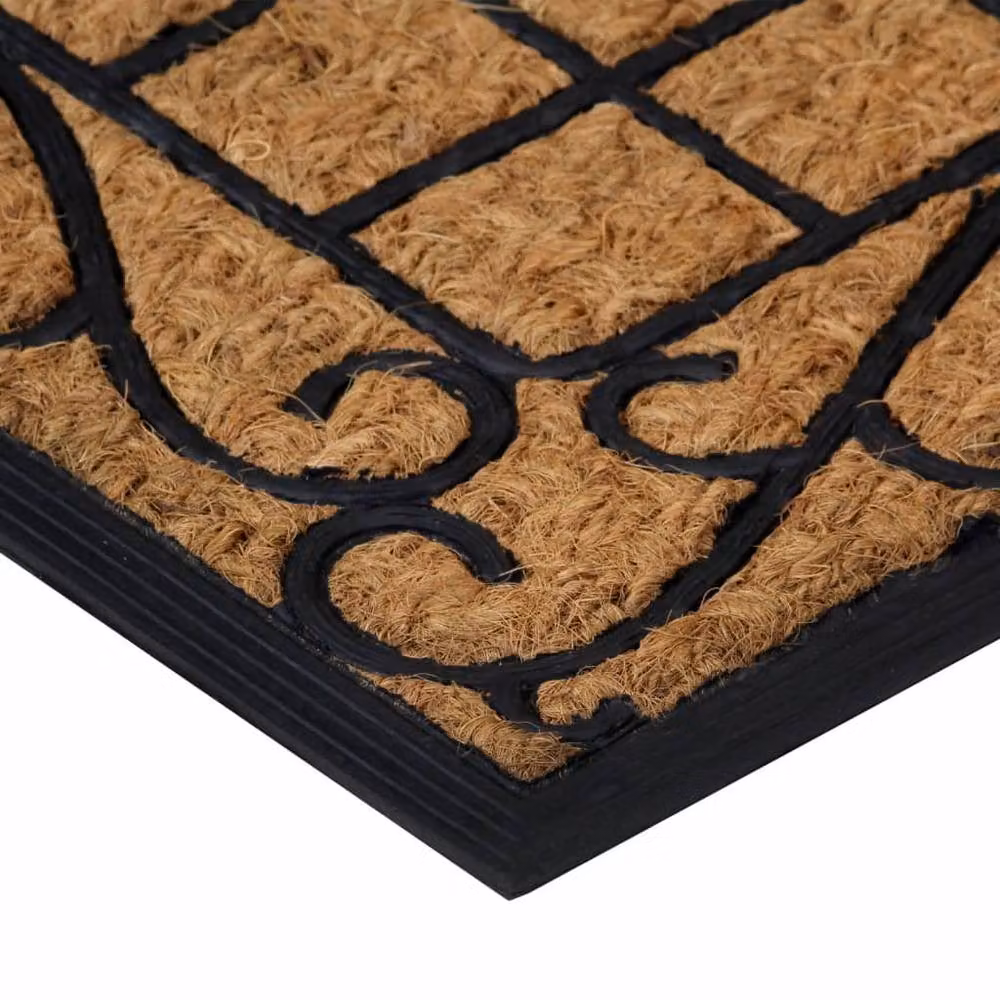 Berkfield Home Rectangular Door Mat in Brown, Rubber and Coir, W: 75 cm, D: 45 cm – 2