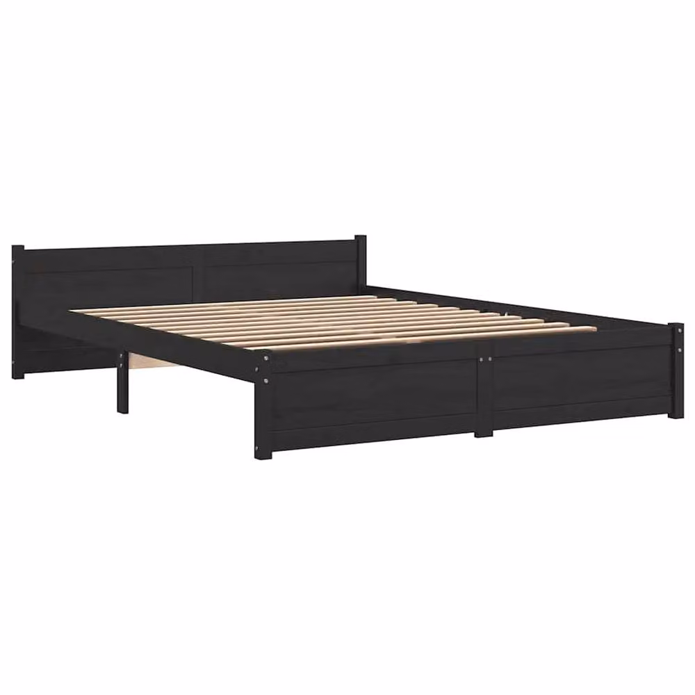 Berkfield Home Modern Solid Pine Wood Bed Frame with Drawers, Black, W: 140 cm, D: 190 cm – 3