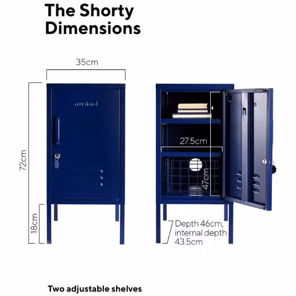 Mustard Made The Shorty Freestanding Metal Cabinet in Navy Blue, W/D/H: 46 x 35 x 72 cm – 4