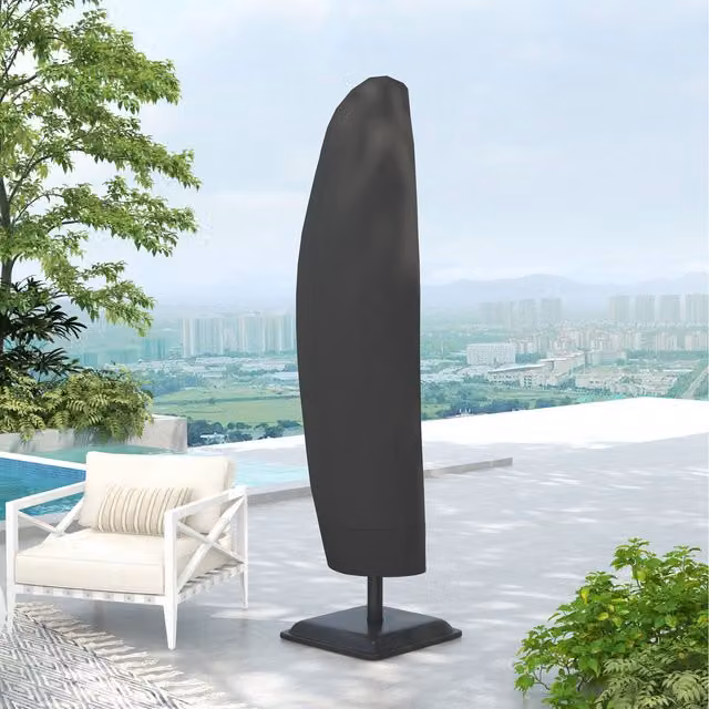 Outsunny Black Polyester Oxford Cloth Outdoor Parasol Cover