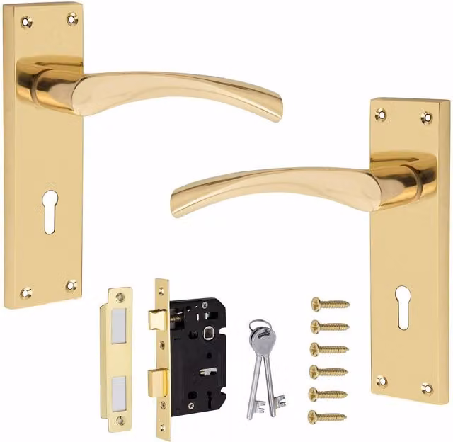 Golden Grace Brass Door Handles in Gold
