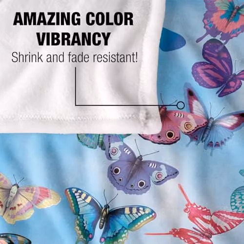 JQ Licensing Royce Mcclure Butterfly Sky Pattern Super Soft Polyester Fleece Throw Blanket, Multicolour, W/D/H: 91 x 147 cm – 3