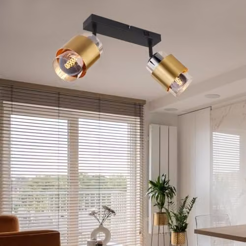 Globo Lighting Milley 15560-2 Modern 2-Bulb Metal Ceiling Light in Black and Gold – 3