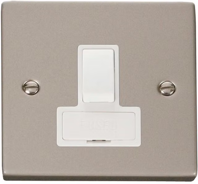 SE HOME Pearl Nickel 13A Switched Fused Connection Unit, White Flush Plate
