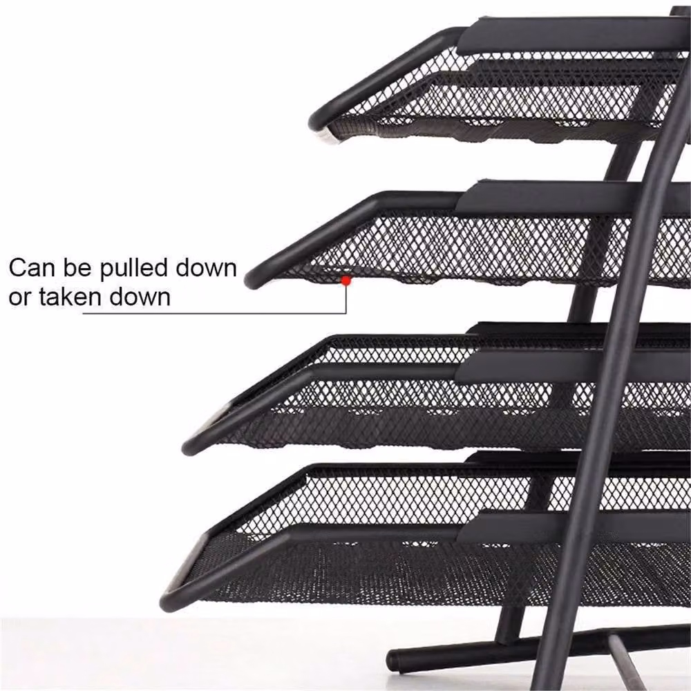 SPETLEK 5 Tier Wire Mesh A4 Document and Letter Filing Tray Holder in Black – 1